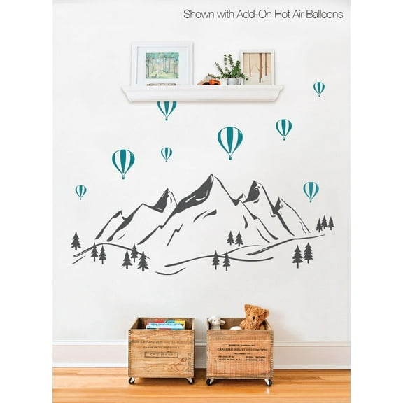 Mountains with Hot Air Balloons Wall Decal