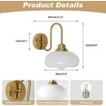 thumbnail image 3 of KCO Lighting Brushed Gold Wall Sconces Set of 2 Milk Glass Wall Sconce Mid Century Modern Wall Sconce Frosted Globe Bathroom Sconces Wall Lighting, 3 of 8
