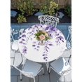 thumbnail image 6 of Purple Eucalyptus Leaves Round Fitted Tablecloth with Elastic Edge, Waterproof Table Cloth Table Cover for 45"-54" Tables, Spring Rustic Botanical Tablecloths for Dining Picnic Indoor Outdoor, 6 of 9