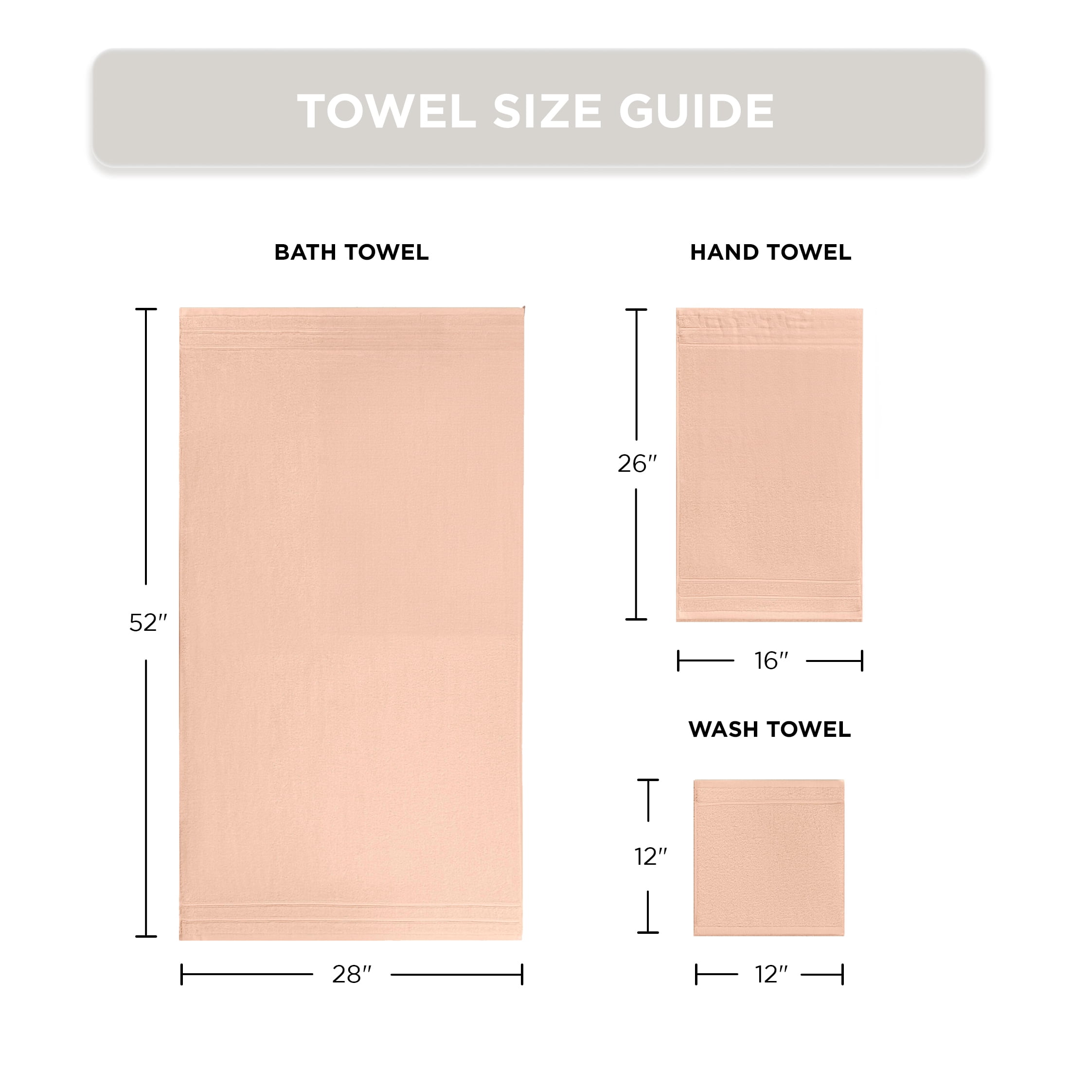 Regency Heights 6-Piece Quick Dry Cotton Bath Towels, Soft & Ultra Absorbent, Blush, Standard Towel Set
