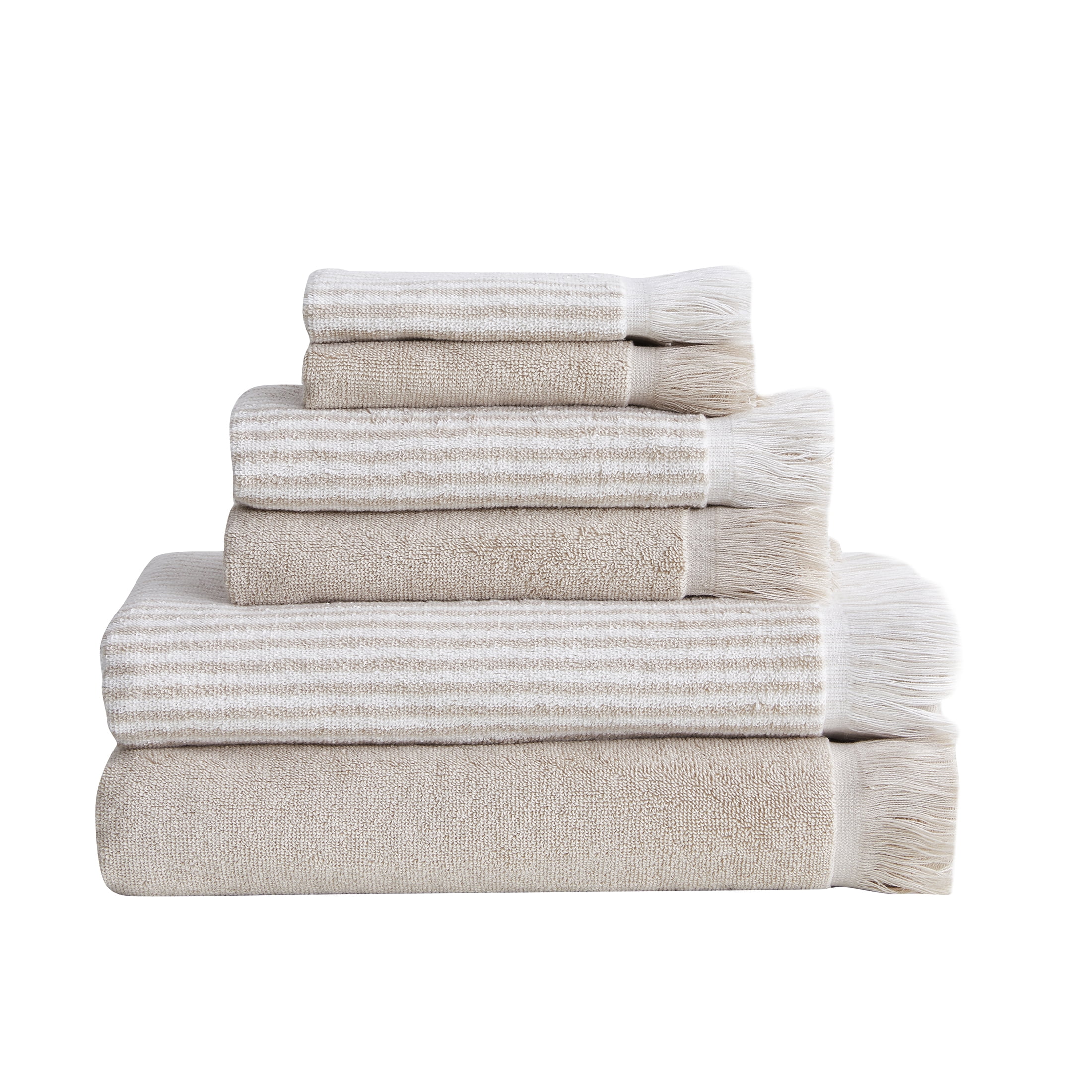 My Texas House 6 Piece Lancaster Solid Stripe Cotton Bath Towel ...