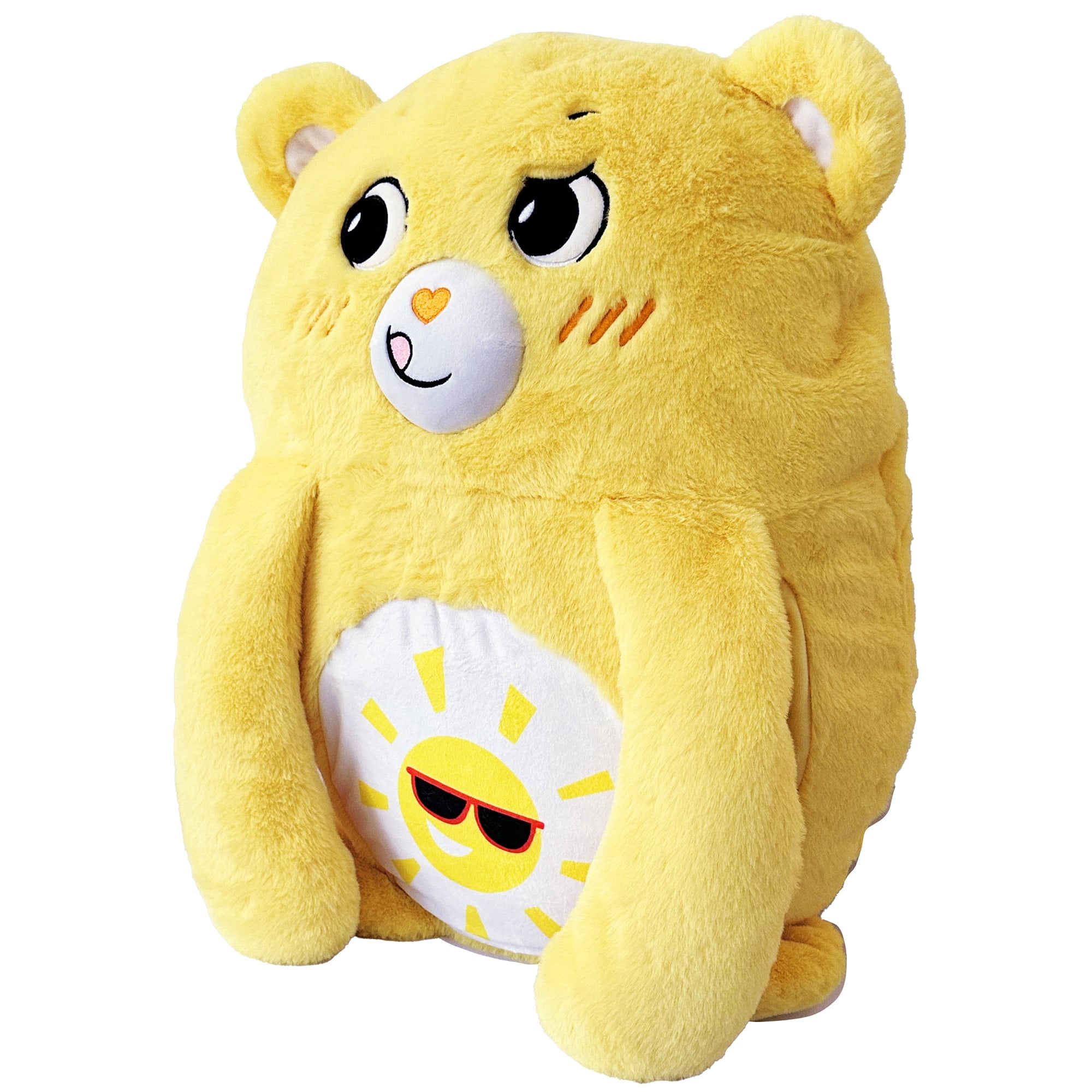 Happy Nappers: Care Bears Pillow Pocket Pal - Funshine Bear - Plush Character Pillow Case, Animal Cover w/ Weighted Paws, Kids Soft Huggable Companion