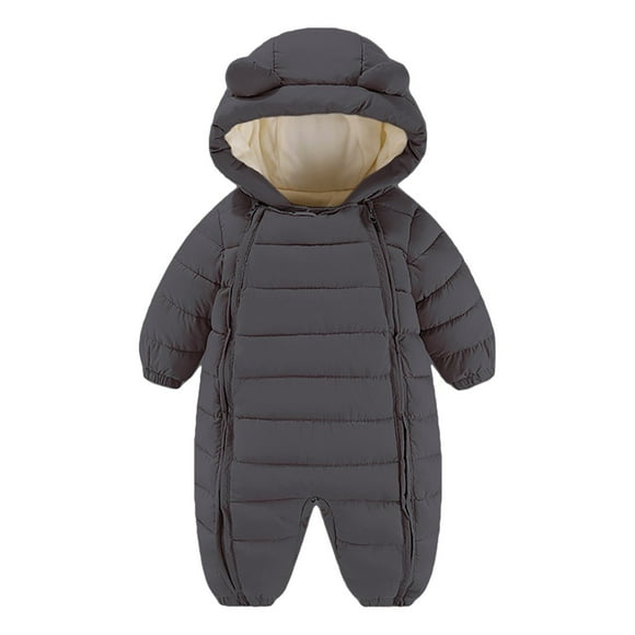 Splozh Baby Girls Snowsuit Toddler Clothes Winter New Baby Crawler Clothes with Thickened Velvet Baby Jumpsuit Outward Set Black,3-6 Months