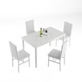 thumbnail image 4 of Modern Dining Set for 4, 5-Piece Dining Table and Chairs Set, 1 Table with Marble Top, 4 Leather Chairs for Kitchen Dining Room Living Room, White, 4 of 11