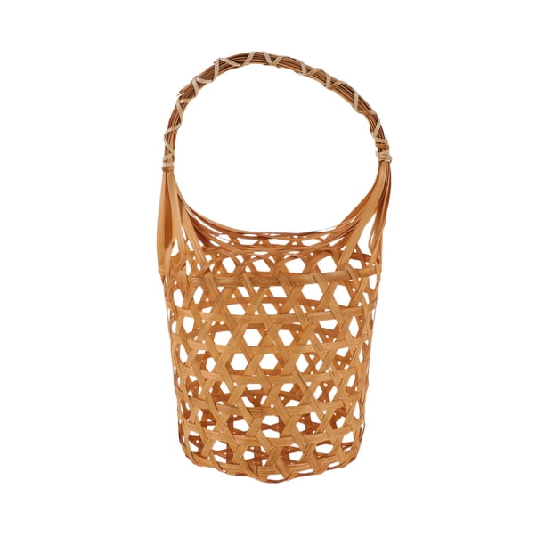 Cesta de bambú para guardar huevos: huevera tejida a mano con asa, recipiente redondo para recoger frutas, pollos, gallos, patos, encimeras, picnic.