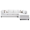 thumbnail image 5 of Malone 111 in. White Faux Leather 4-Seater Sectional Sofa with 2-Throw Pillow-Color:White,Material:Faux Leather, 5 of 5