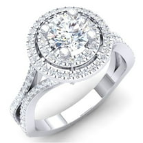 Dazzlingrock Collection 1.50 Carat (ctw) 14K Round White Cubic ZIrconia Bridal Halo Engagement Ring, White Gold, Size 4.5