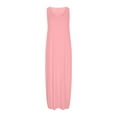 thumbnail image 4 of NXMZXB Sundresses for Women 2025 Scoop Neck Sleeveless Tank Dress Summer Beach Solid Party Flowy Long Maxi Dresses with Side Pockets Pink S, 4 of 5