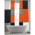 thumbnail image 5 of Abstract Color Block Sheer Curtains for Living Room Bedroom, Light-filtering Sheer Curtain, Orange Black Geometric Rod Pocket Voile Window Treatment Drapes, 52’’Wx108’’L, 2 Panels Set, 5 of 7