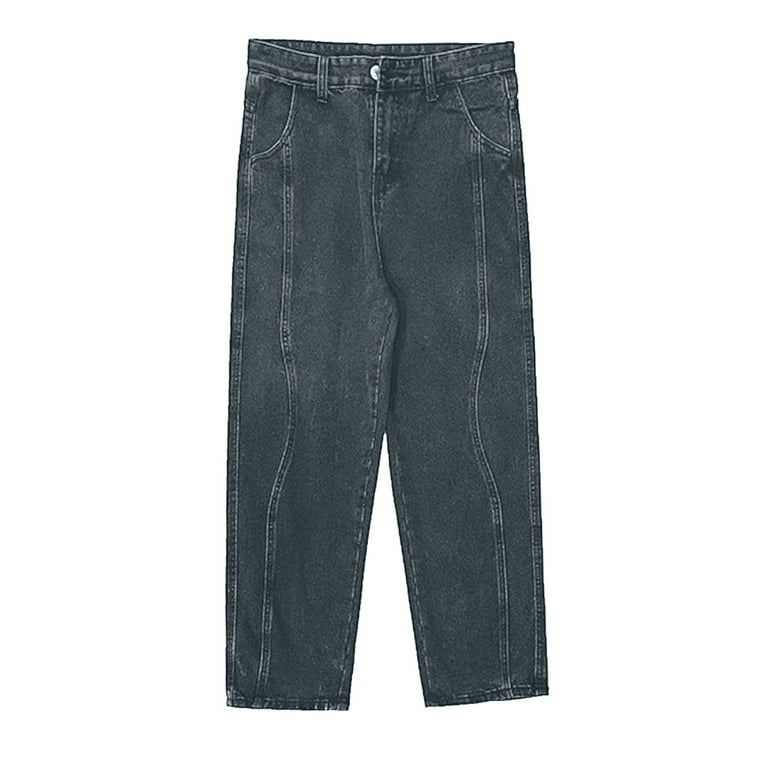 ZRBYWB Pants For Men High Street Washed Old Jeans American Gradual Loose  Straight Tube Floor Sweeping Wide Leg Pants Men's Pants