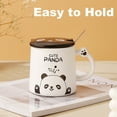 thumbnail image 3 of Taza de panda de 370ml con tapa, cuchara, taza de agua de cerámica de dibujos animados, taza de café para desayuno en el hogar, 3 of 5