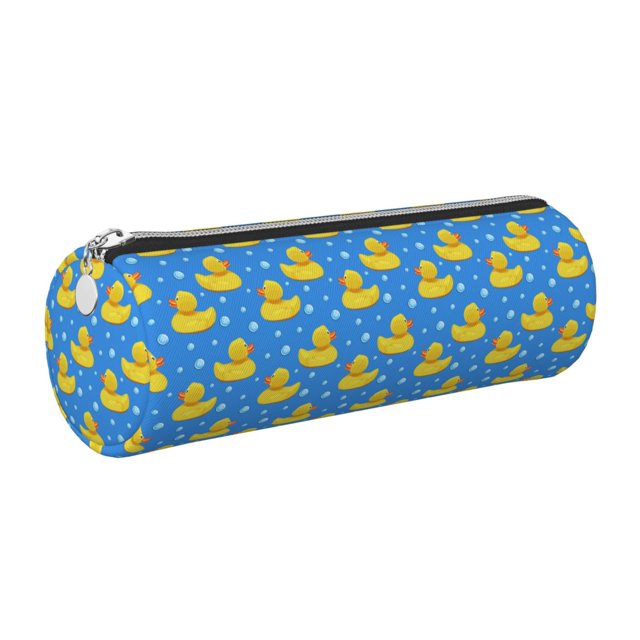 Disketp Cute Yellow Rubber Ducks Estuche Organizador de Lápices de Cuero, Estuche de Oficina con Cremallera para Bolígrafo y Lápiz