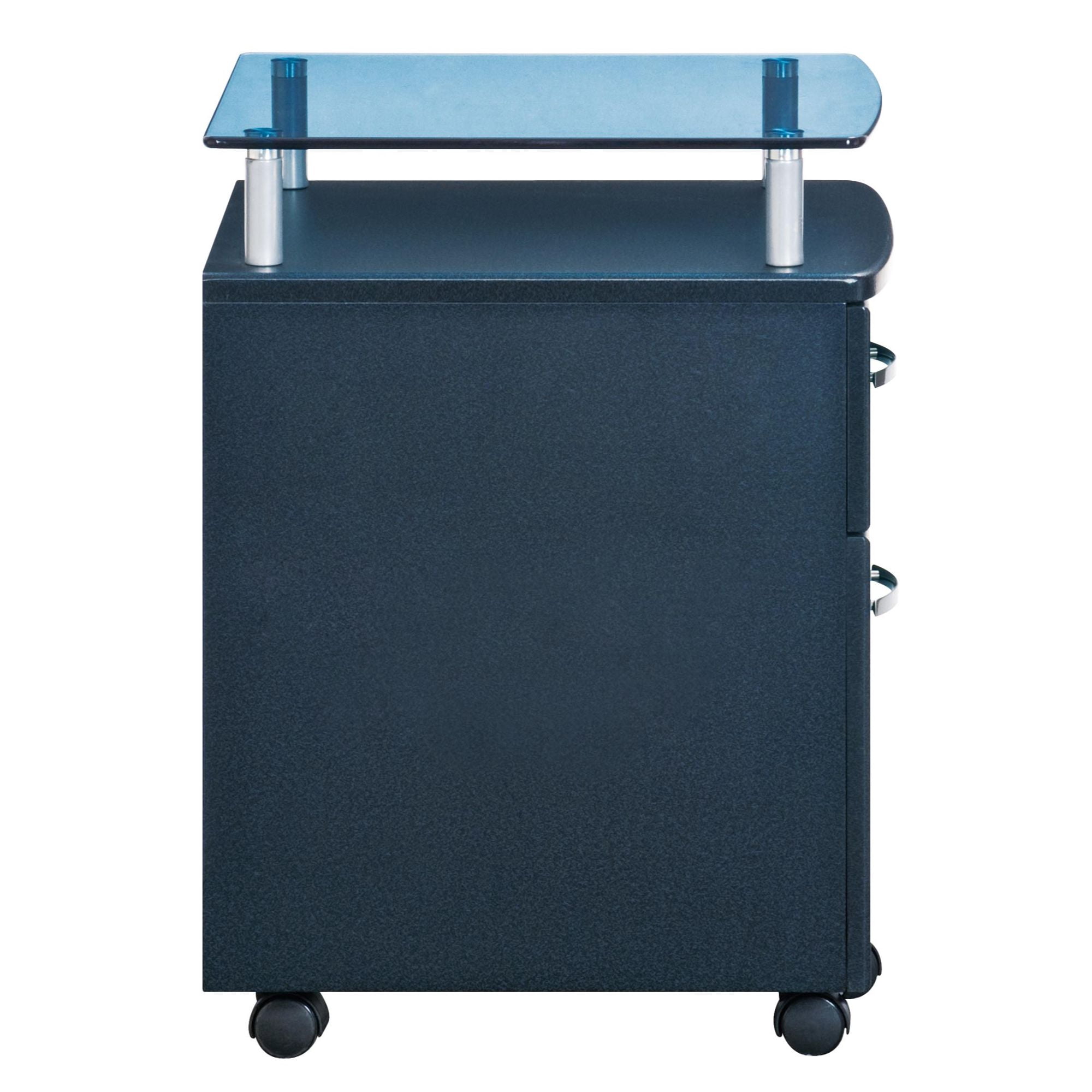Techni Office Solutions 24" Blue and Clear Durable Rectangular Rolling File Cabinet