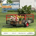 thumbnail image 3 of Senfot 1600LBS Steel Grid Frame Garden Dump Trailer 22Cu.Ft Red Side Panels Red Hub Wheels Heavy Farm Yard Transport Cart, 3 of 9