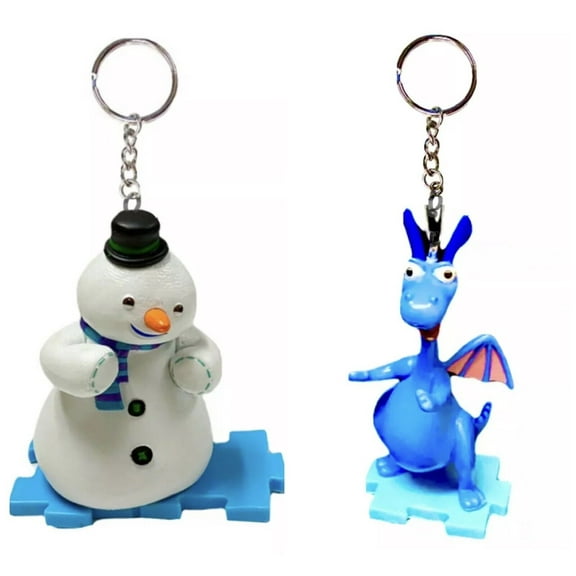 Chilly Snowman & Stuffy Dragon PVC Key Ring Keychain Figure Ornament Charm Doc