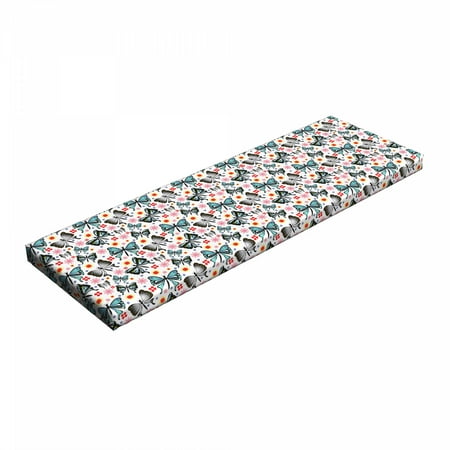 

Butterfly Bench Pad Spring Themed Repetitive Pattern with Little Abstract Flowers and Butterflies HR Foam Cushion with Decorative Fabric Cover 45 x 15 x 2 Multicolor by Ambesonne