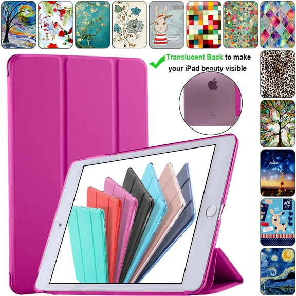 DuraSafe Cases for OLD Model iPad 4 / iPad 3 / iPad 2 - 9.7 inch [ A1458 A1459 A1460 A1403 A1416 A1430 A1395 A1396 A1397 ] Tri Fold Smart Cover with Translucent Back, Auto Sleep/Wake - Pink