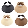 thumbnail image 2 of Visières de Soleil pour Femmes Chapeau Grand Bord Pliable Enroulable Chapeau de Plage en Paille, 2 of 7