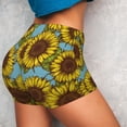thumbnail image 6 of Seamless Workout Shorts Women - yellow Sunflowers Blue Biker Gym Running Yoga Spandex Shorts for Women, 6 of 7