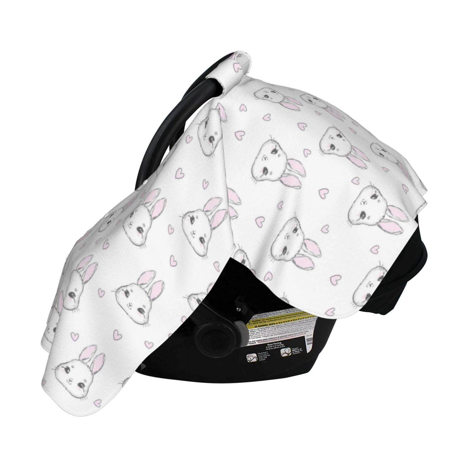Naloa Heart Rabbit Baby Car Seat Cover, Breathable Baby Carrier Cover, Multiuse Baby Carrier Cover & Nursing Breastfeeding Cover