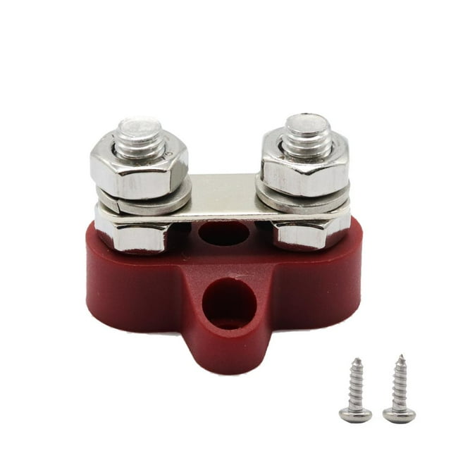 M8 (5/16 '') Acero Inoxidable Con Doble Espárrago Y Bloque De Unión A Tierra, Ensamblaje De Espárrago De Alimentación Por Batería, Rojo Soledad Espárragos terminales dobles de servicio pesado