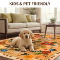 thumbnail image 3 of KoshiMe 9'x12' Floral Area Rug, Machine Washable Non-Slip Soft Low Pile Stain-Resistant Boho Flower Indoor Rug for Living Room Bedroom Dining Room, Yellow Orange, 3 of 9