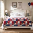 thumbnail image 3 of Homellea Patriotic American Flag Throw Blanket, 50 x 60 Inch Red White Blue Patchwork Flannel Fleece Blanket for Couch, Sofa, Bed, Camping, Travel, 4th of July and Memorial Day Decor, 3 of 6