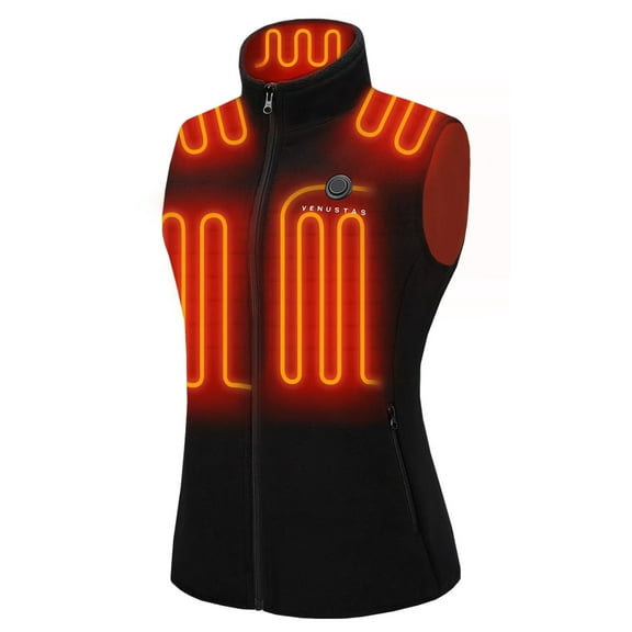 Venustas Women's Fleece Heated Vest with Battery Pack 7.4V, Lightweight Insulated Electric Heating Vest for Hunting Skiing Outdoor (Black, M)