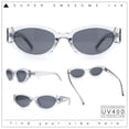 thumbnail image 2 of Womens Mod Oval Beveled Plastic Angular Fashion Sunglasses Clear - Black, 2 of 8