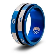CritSuccess 2d6 Dice Ring with Double 6 Sided Die Spinner (Size 11.5 - Stainless Steel - Blue)