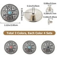 thumbnail image 3 of 1 Box 12PCS Leather Decorative Conchos Buttons 3 Colors Metal Stud Screw Back Turquoise Metal Button Replacement Zinc Alloy Buckle Rivet DIY Creativity Product Accessories for Craft Sewing, 3 of 9