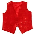 thumbnail image 4 of FINALGANG Boys Kids Solid Color Sleeveless Vest With Sequin Panel V Neck Button Closure Formal Party Top For Special Occasions Stage Performances Red 1-3Years, 4 of 5