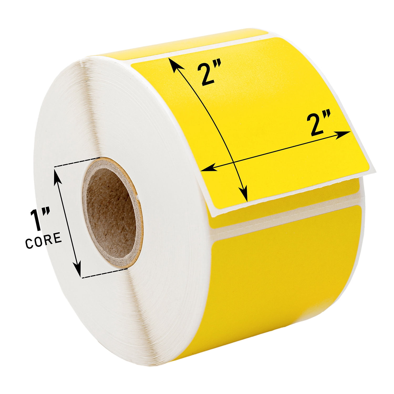 HOUSELABELS 2" x 2" Yellow Multipurpose Labels Compatible With Zebra and Rollo Printers, 28 Rolls / 750 Labels per Roll