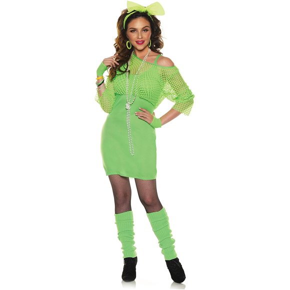 Totally 80s Woman's Neon Green Costume Dress | X-Large