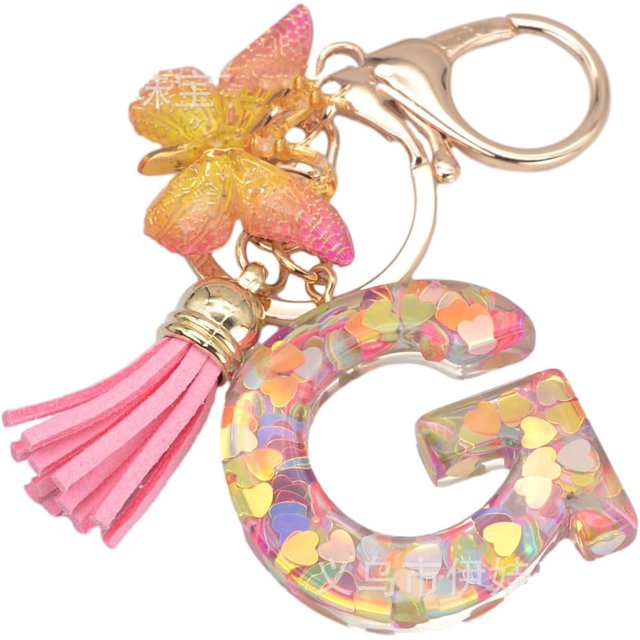 Letter Keychain,26 Letters A-Z Decorative Letter Keychain,Name Keychain for Women Girls Men Teenager Gift