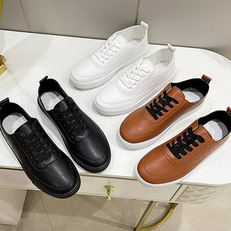 

Cathalem Fashion Women Casual Shoes Flat Lace Up Round Toe Comfortable Umbrella Printing Casual Lace up Flat Shoe Boots for Women Brown 9