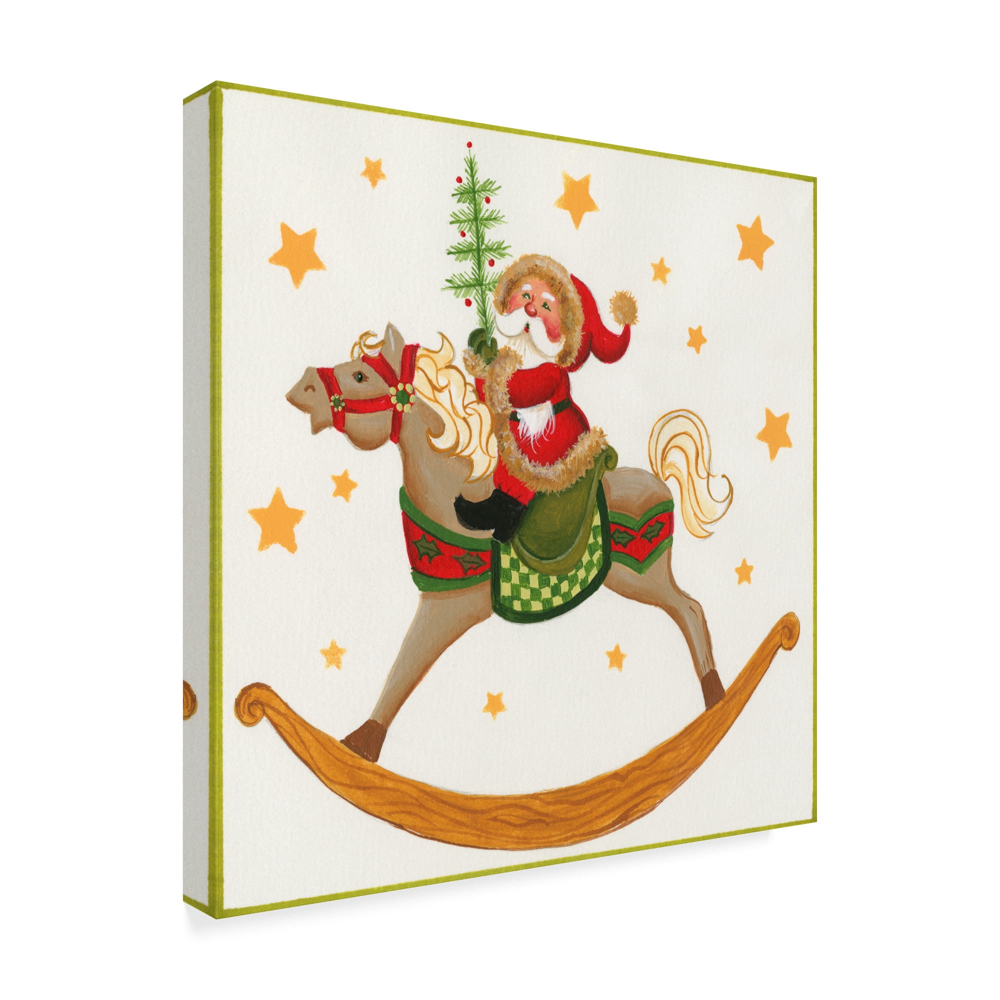 Trademark Fine Art 'Santa On Rocking Horse' Canvas Art by Beverly Johnston
