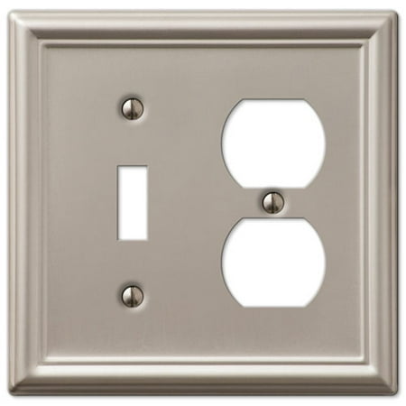 Tiffany Style Oval Silver Toggle - Single Toggle Single Duplex 2-Gang Wall Switch Plate, Brushed Nickel