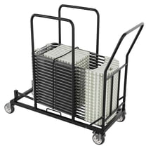 Interlocking Foldable Chairs Folding Chair Cart with Wheels, 300LB Heavy Duty Chair Dolly Holds Up ...