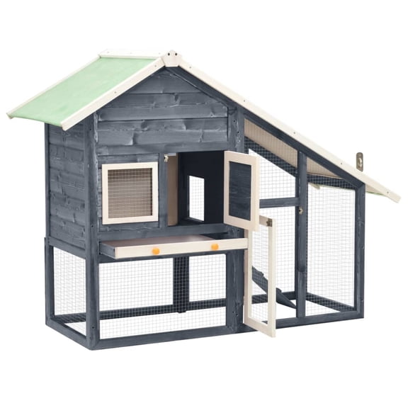 Casafoyer Rabbit Hutch Gray and White 55.1"x24.8"x47.2" Solid Firwood