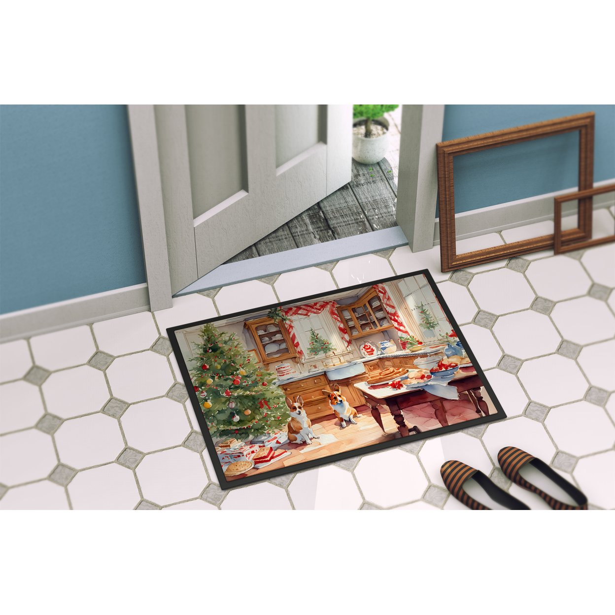 Carolines Treasures DAC3772MAT 18 x 27 in. Unisex Corgi Christmas Cookies Doormat