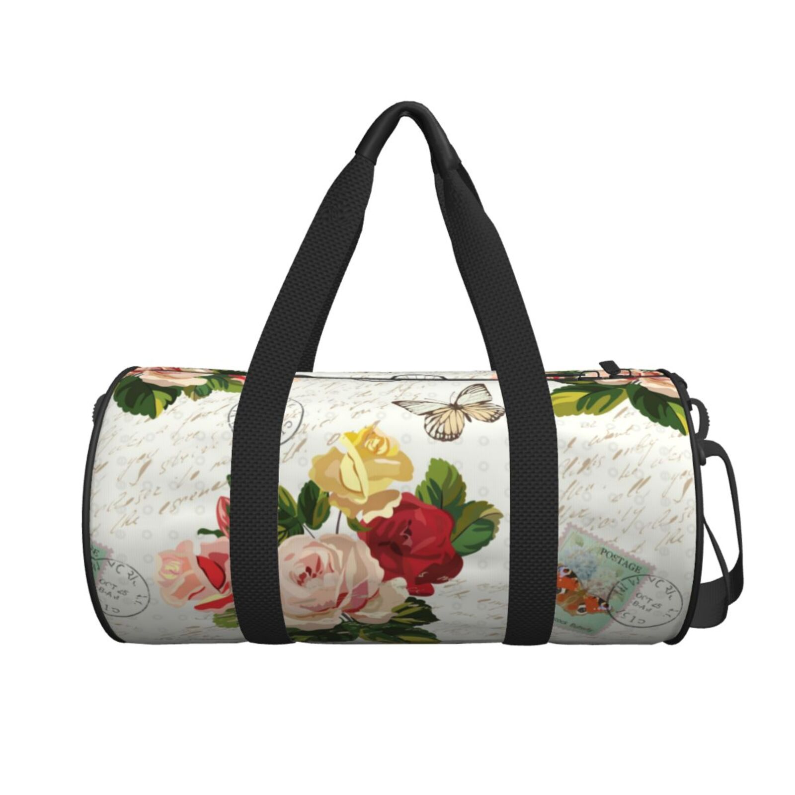 Easygdp Vintage Bike Flower Butterfly Travel Bag Camping Weekend Carry On Overnight Duffel Bag with Shoulder Strap Walmart