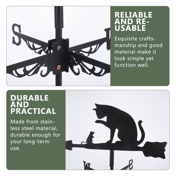 CTIRCHIU Black Cat and Mouse Stainless Steel Garden Weathervane Ornament, Outdoor Yard Decor 19.5×12.8×11.4in