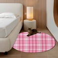 thumbnail image 3 of Valentine's Day Washable Round Area Rug 3.3 ft, Pink Plaid, Soft Non Slip Rugs Stain Repellent Indoor Felt Carpet for Living Dining Room Bedroom Home Office, 3 of 9