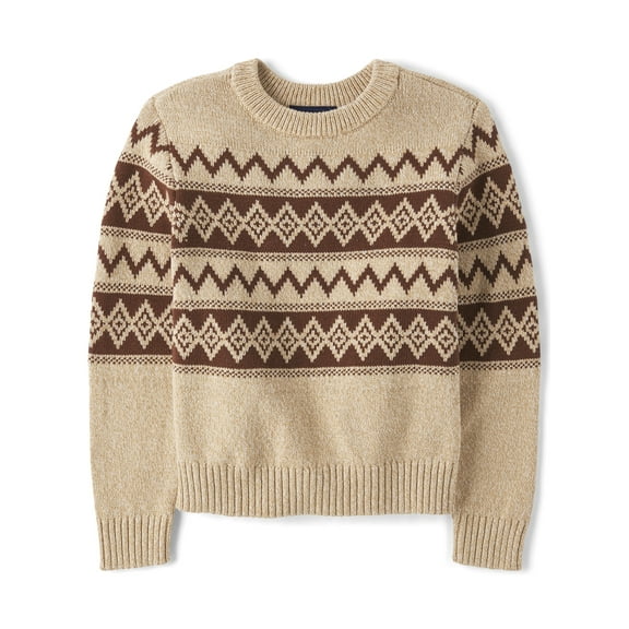 The Children's Place Boys Long Sleeve Crewneck Fairisle Sweater, Sizes S-XXL