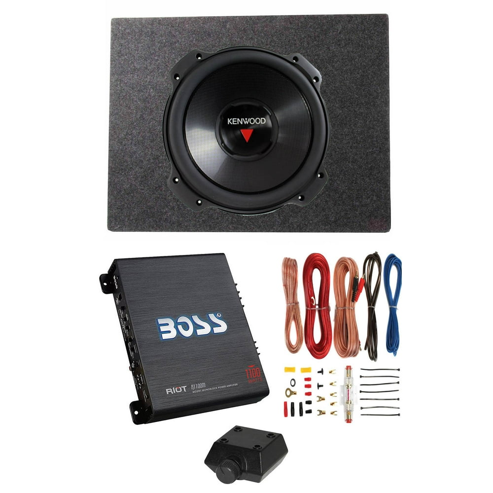Kenwood 12 Inch 2000W 4 Ohm Subwoofer + Sealed Sub Box + Amplifier