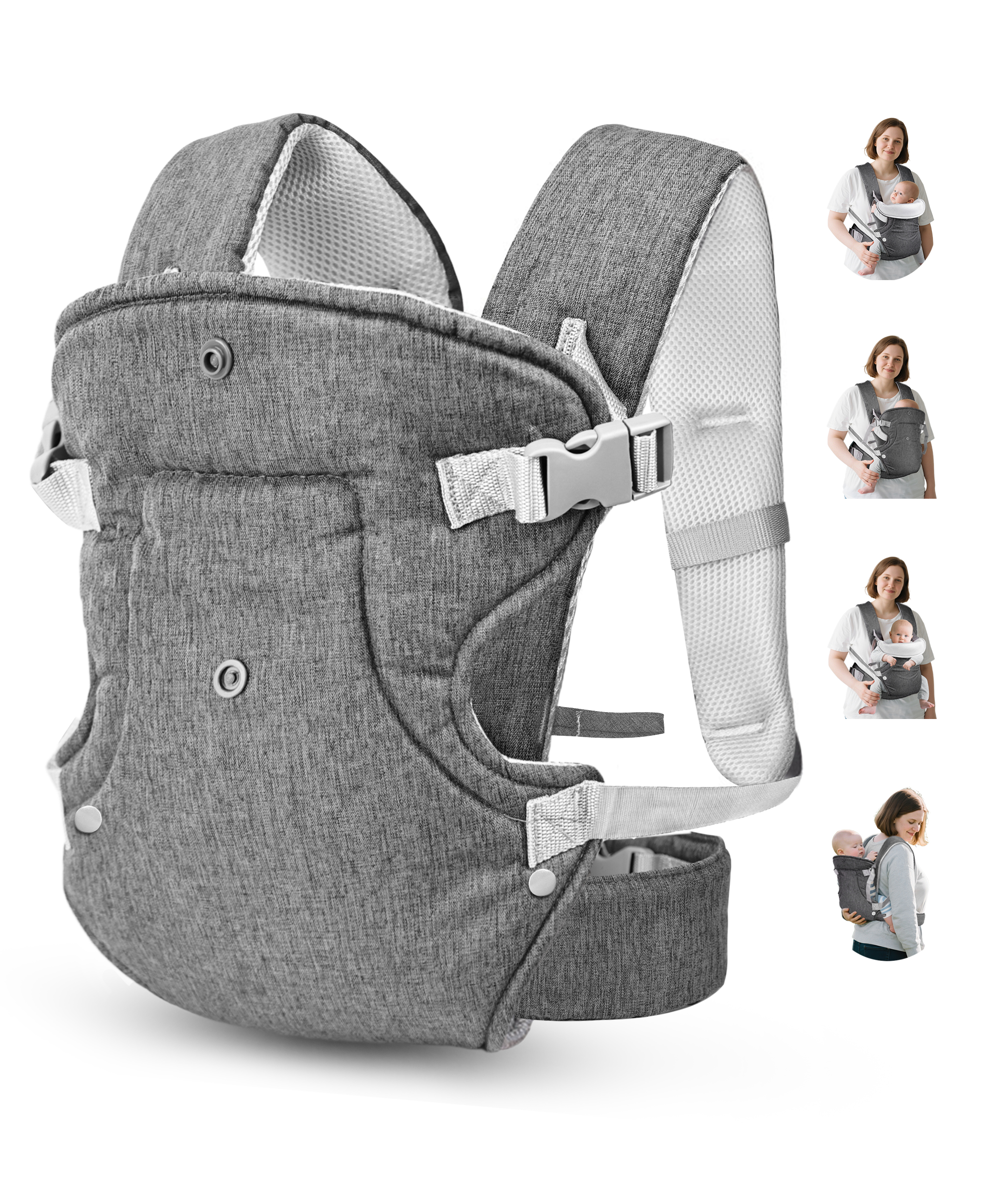 RUPOUN 4-Position Convertible Baby Carrier, Gray photo 1