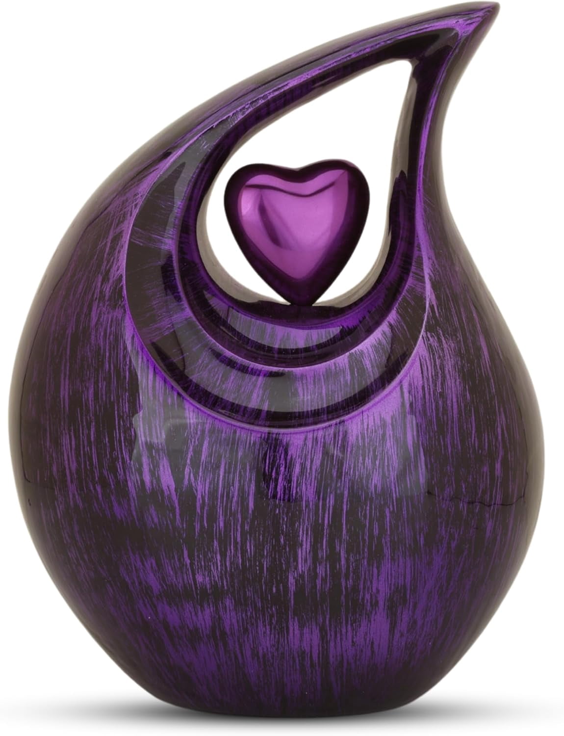 Tear Urn for Ashes 2.5L - Black & Purple Aluminum with Heart Insert - Teardrop Urns for Human Ashes - Cremation Urns for Adult Male/Female - Decorative Burial & Funeral Urn