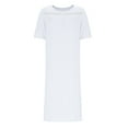 thumbnail image 6 of Jalioing Womens Long Nightgown Loose Crew Neck Button Up Sleep Dress Short Sleeve Comfy Casual Sleepwear, 6 of 7
