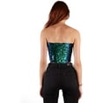 thumbnail image 2 of Anna-Kaci Womens Shiny Sequin Party Cropped Strapless Bandeau Stretch Tube Top Small-Medium Mermaid, 2 of 5